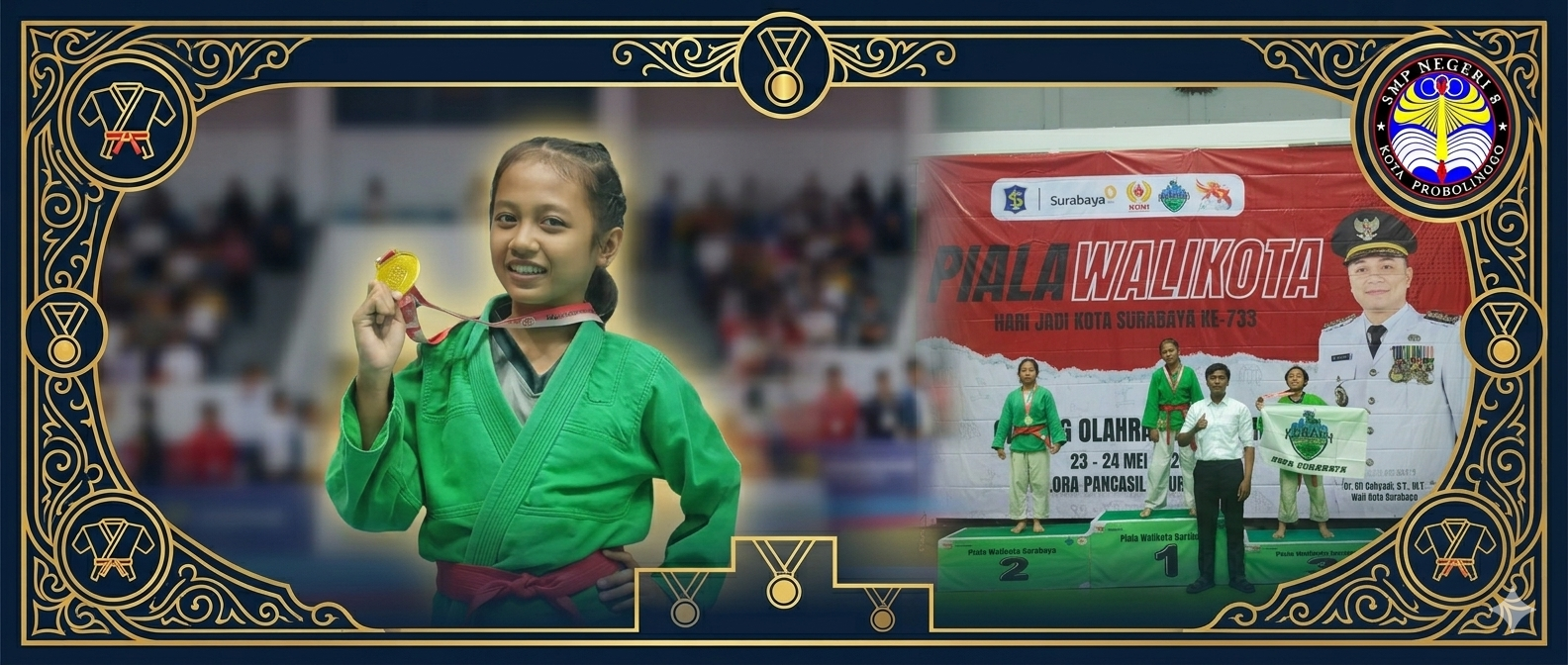 Harumkan Nama Sekolah dan Daerah, Nadhira Faza Maulida Siswi Kelas 7.5 Raih Juara 1 Kurash Se-Jawa Timur