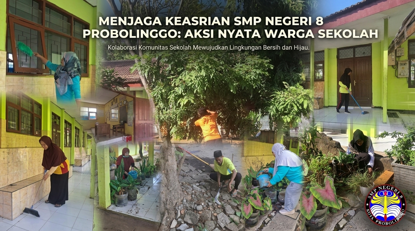 Wujudkan Lingkungan yang Bersih dan Asri, SMP Negeri 8 Kota Probolinggo Gelar Kerja Bakti Massal